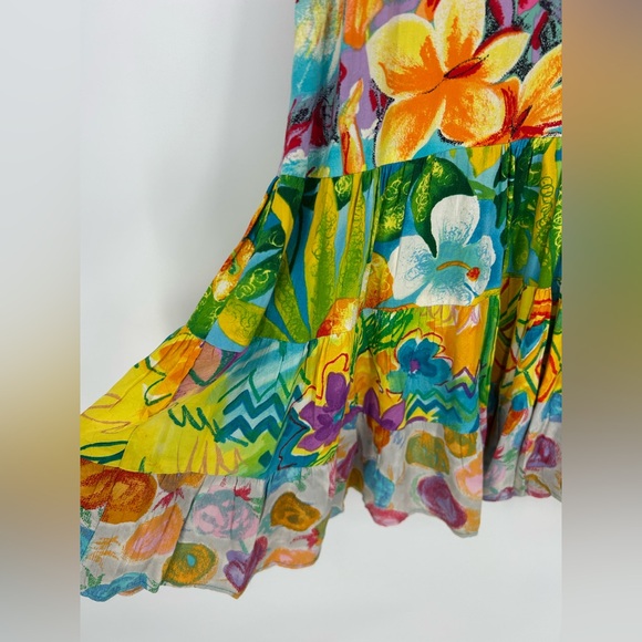 Vintage Jams World Hattie Dress Vibrant Bold Tropical Floral Mixed Print- Medium - Picture 9 of 9